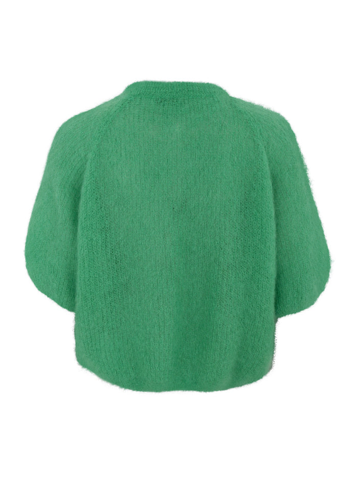 Black Colour Bjoerk Patent Knit Cardigan Green