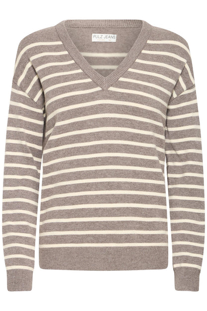 Pulz Steffi Stripe Pullover Chocolate