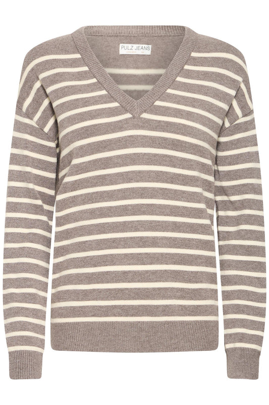 Pulz Steffi Stripe Pullover Chocolate