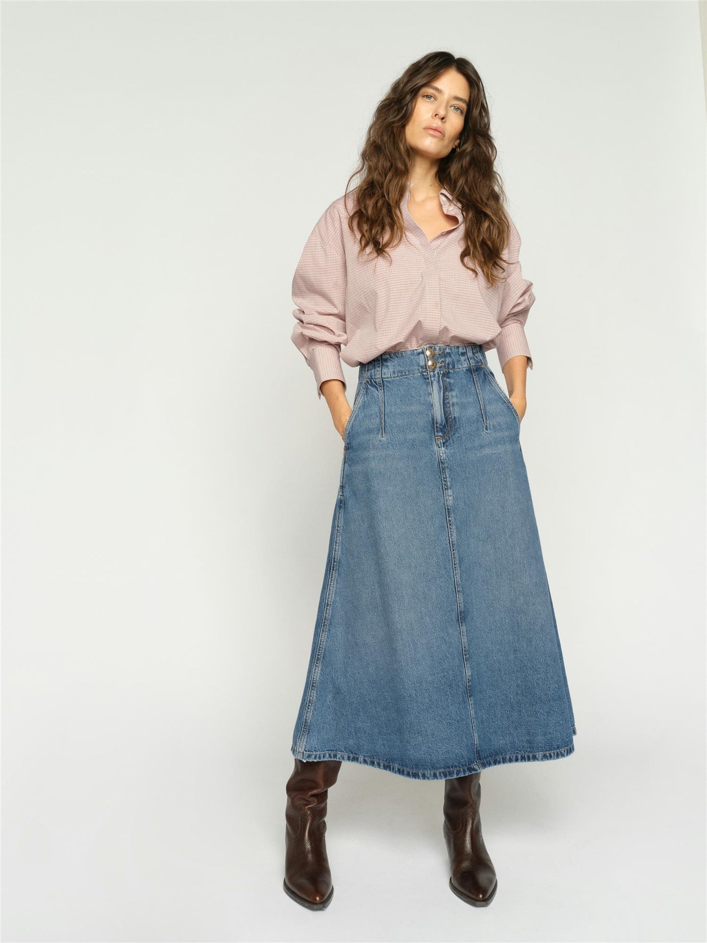 Mos Mosh Leala Denim Skirt Mid Blue