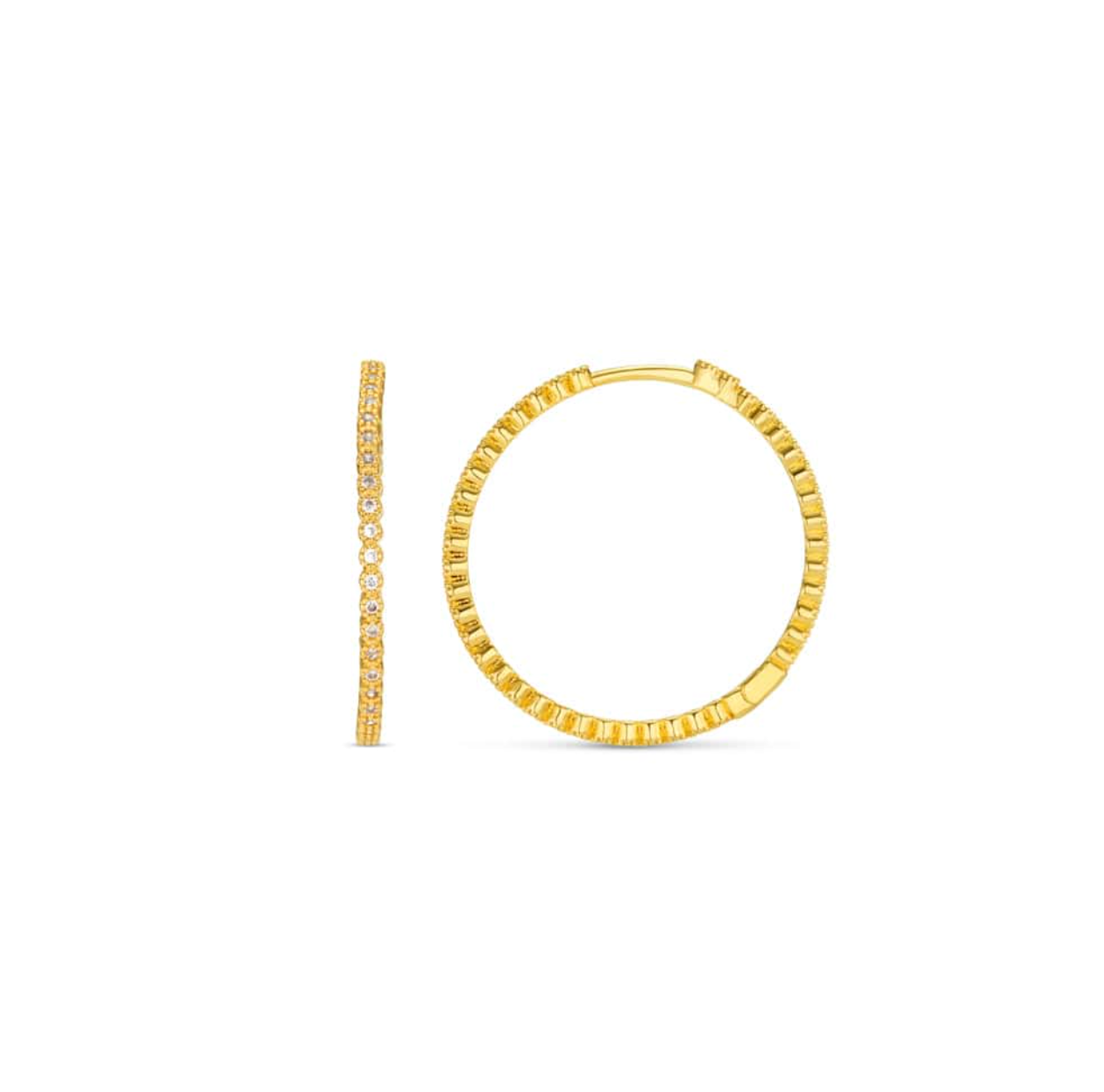 Orelia Fine Pave Mid-Size Hoop Earrings