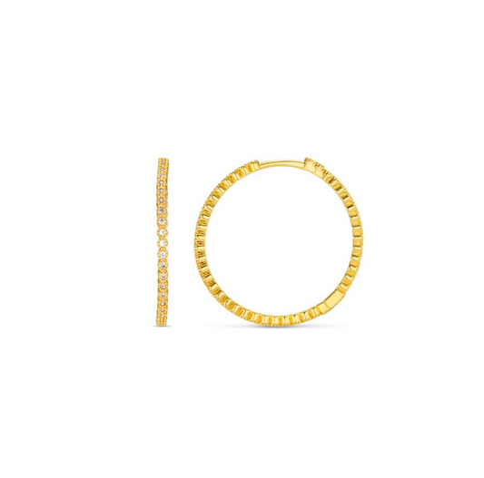 Orelia Fine Pave Mid-Size Hoop Earrings