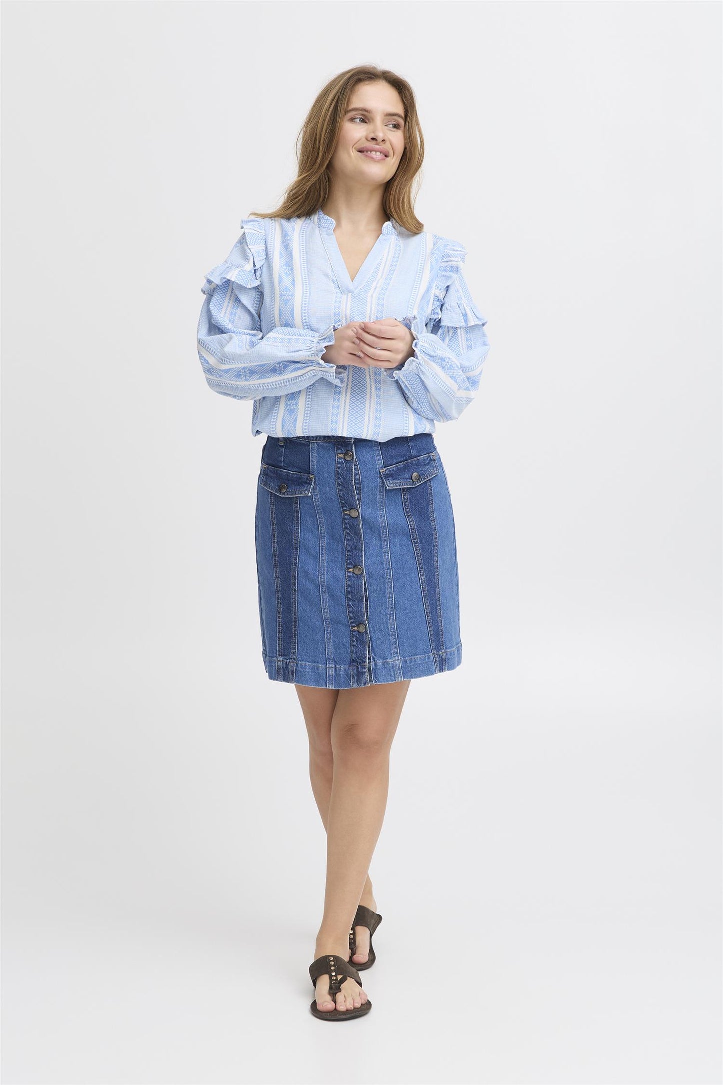 Pulz Hetta Skirt Medium Blue Denim