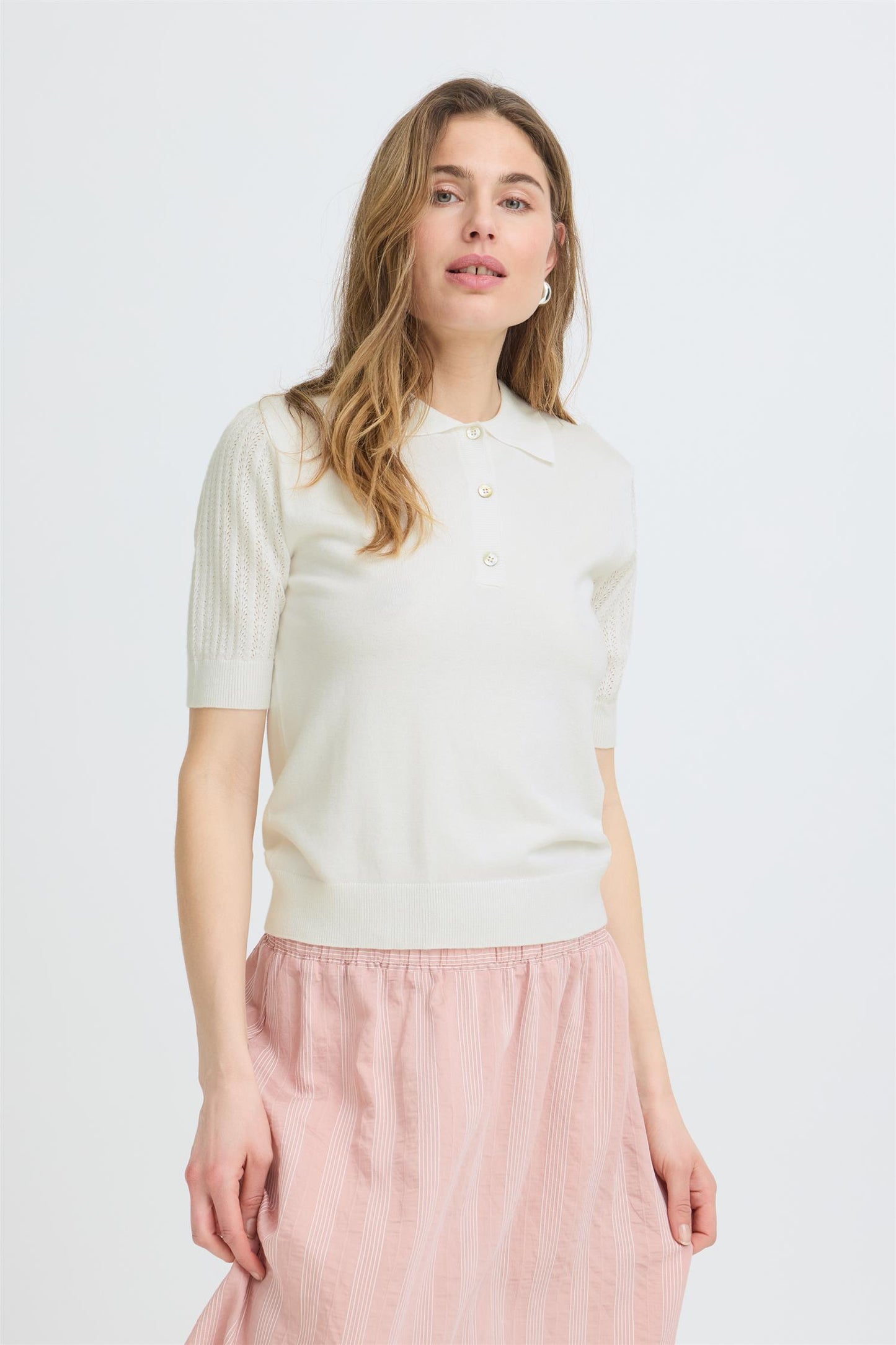 Pulz Sara Knit SS Cloud Dancer