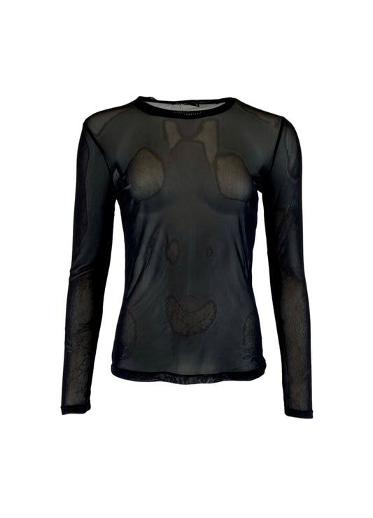 Black Colour Annie Mesh Blouse Black