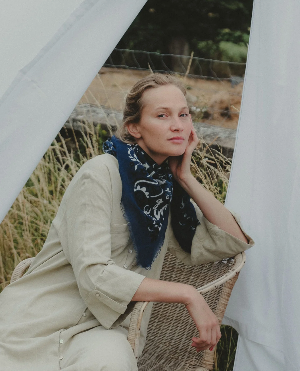 Maison Lecomte Flament Scarf Bandana Navy