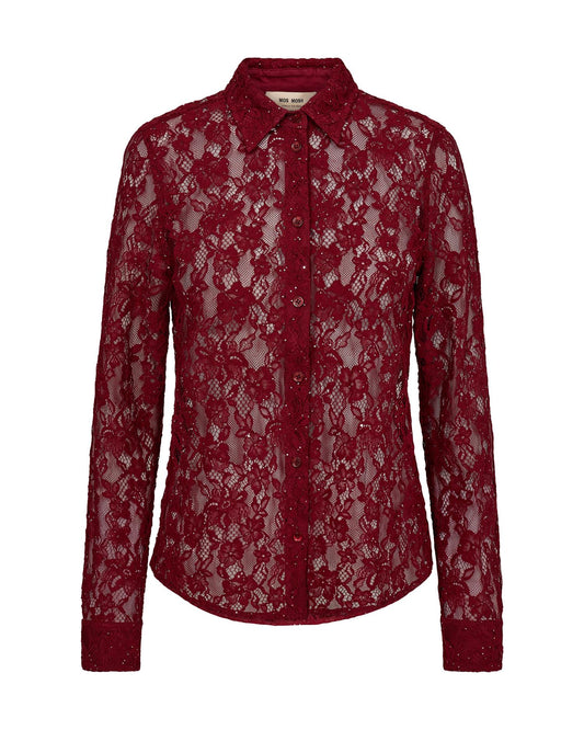Mos Mosh Kether Lace Sequin Shirt Biking Red