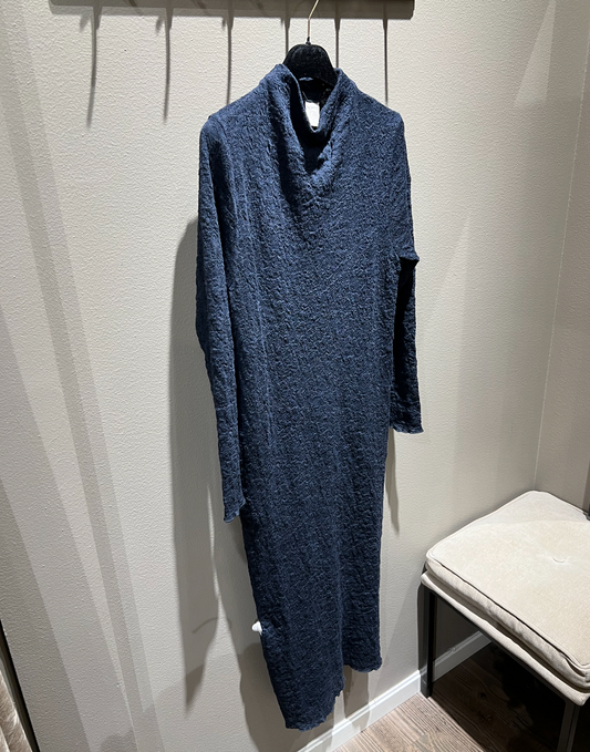 By Basics 7503 Dress Draped Neck Midnight Blue Melange