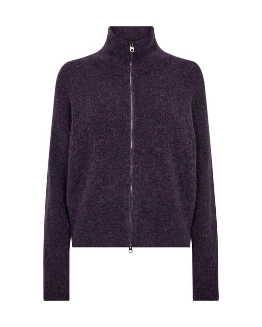 Mos Mosh Thora Knit Zip Cardigan Sweet Grape