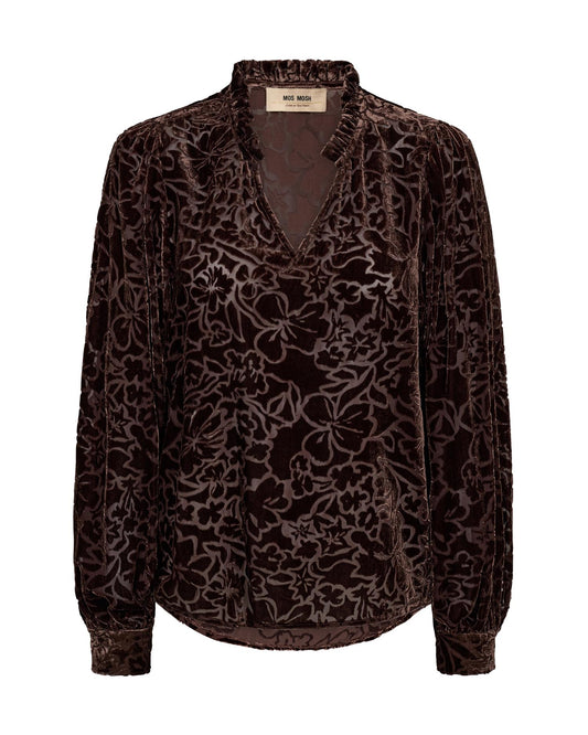 Mos Mosh Vilsa Blurred Velvet Blouse Bracken