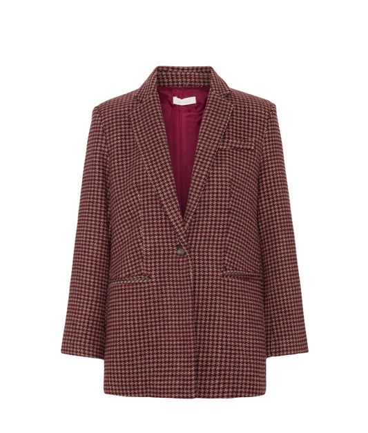 Rah Oslo Blazer Check Burgundy Beige Check