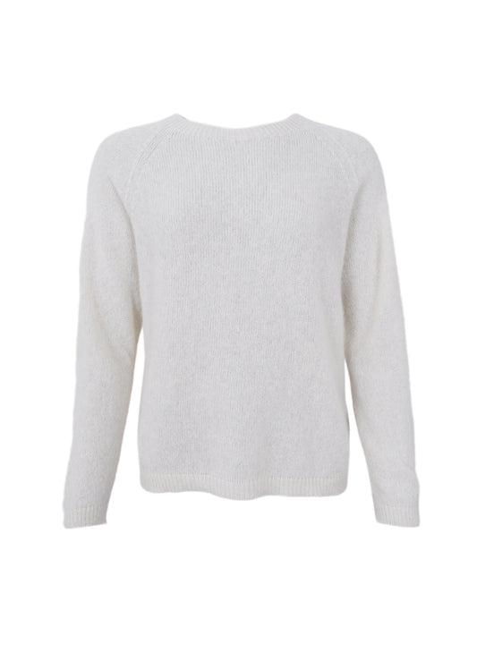 Black Colour Dell LS Knit Jumper Offwhite