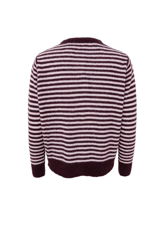 Black Colour Dell Striped Knit Cardigan Plum