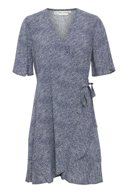 Pulz Nelly Wrap Dress Peacoat Printed