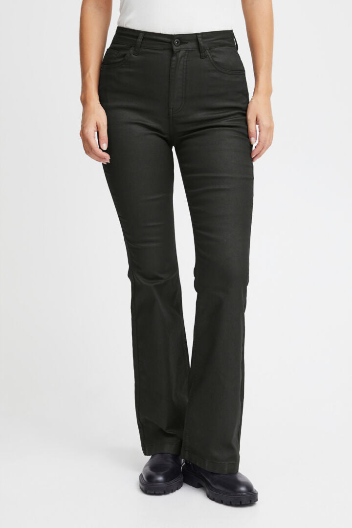 Pulz Becca Coated Booutcut Jeans Black Beauty