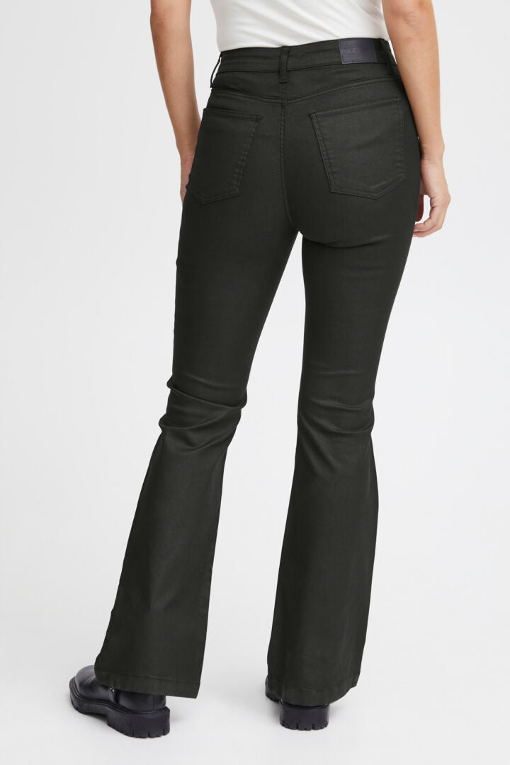 Pulz Becca Coated Booutcut Jeans Black Beauty