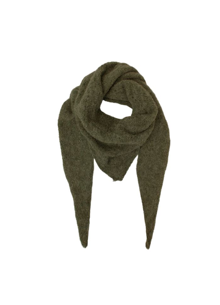 Black Colour Dell Knitted Mini Scarf Lime