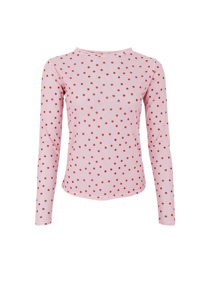 Black Colour Annie Mesh Blouse Rose Dot