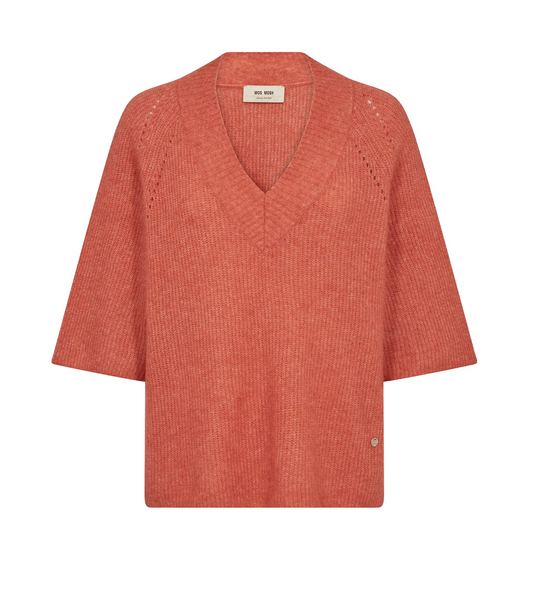 Mos Mosh Taci 3/4 V-Neck Knit Faded Rose