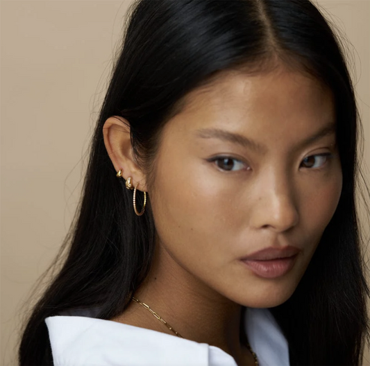 Orelia Fine Pave Mid-Size Hoop Earrings