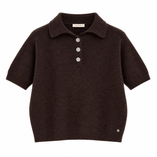 Rah Oslo Polo T-Shirt Buttons Brown