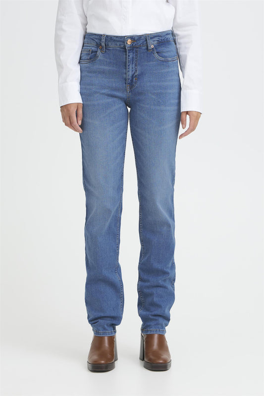 Pulz Emma HW Jeans Medium Straight Bright Medium Blue