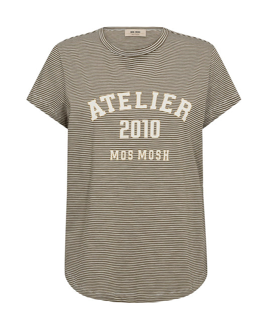 Mos Mosh Camp o-ss Stripe Tee Burnt Olive