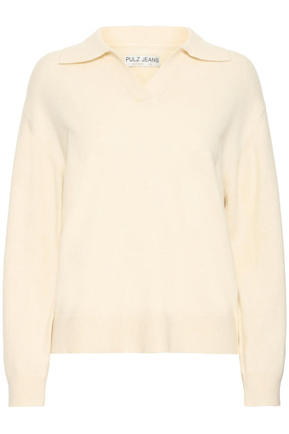 Pulz Steffi Open Polo Pullover Birch