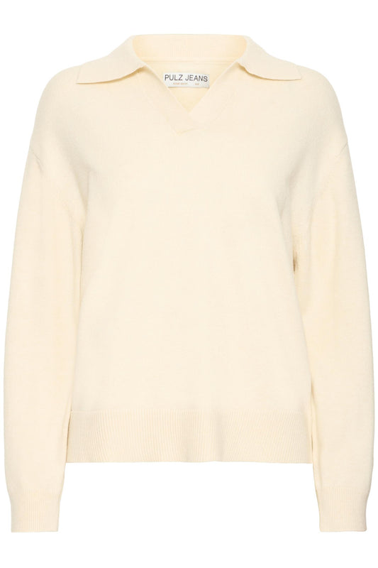 Pulz Steffi Open Polo Pullover Birch