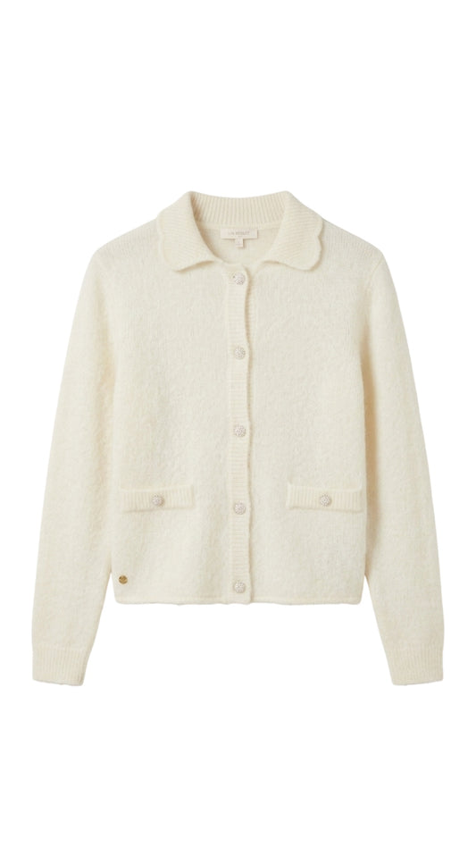 Rah Oslo Cardigan Contrast Stripe Ivory