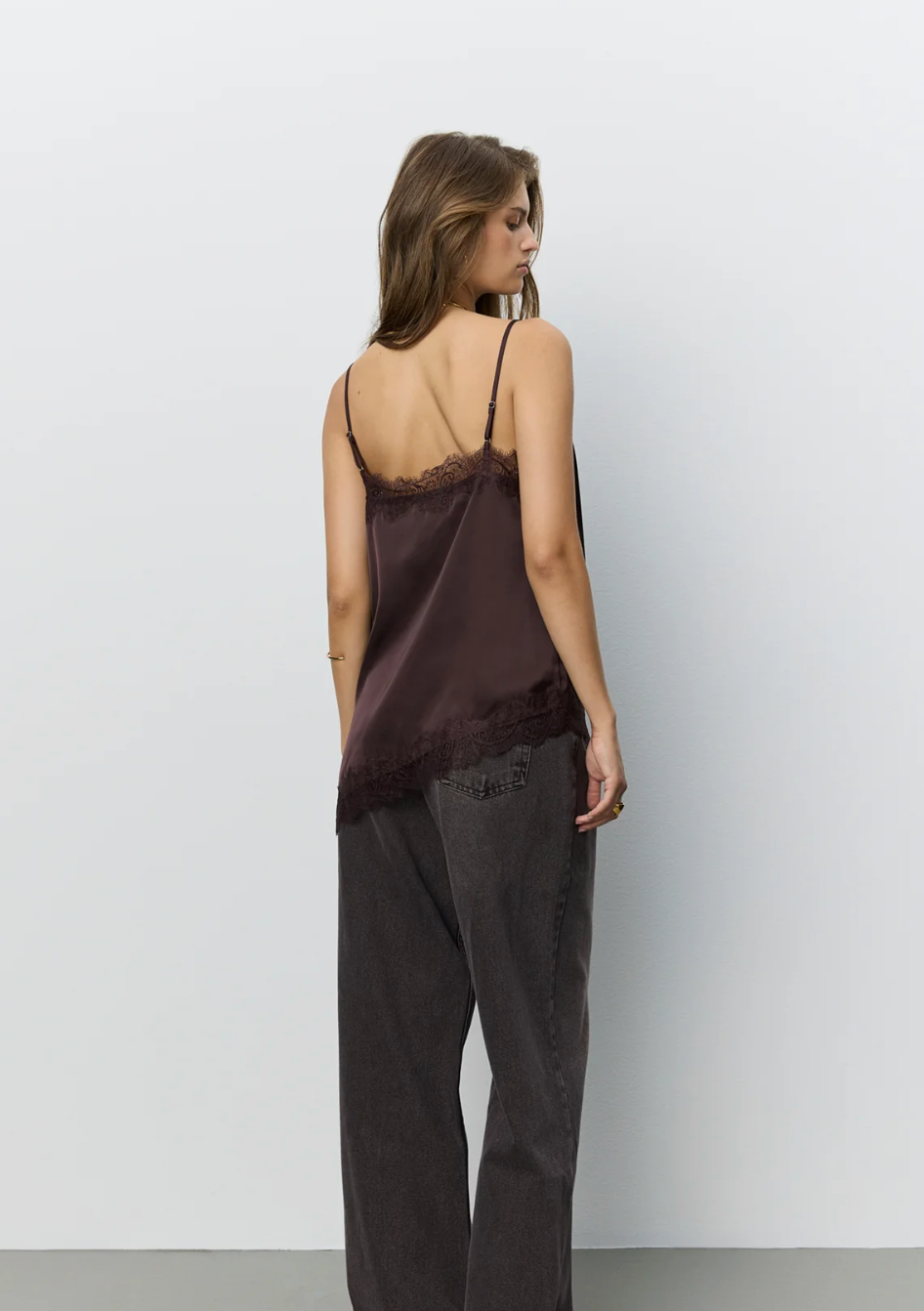 Sofie Schnoor Lewon Satin Lace Slip top Burgunder