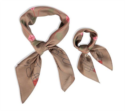 HÉST Eliza Silk Scarf Small Dark Earth