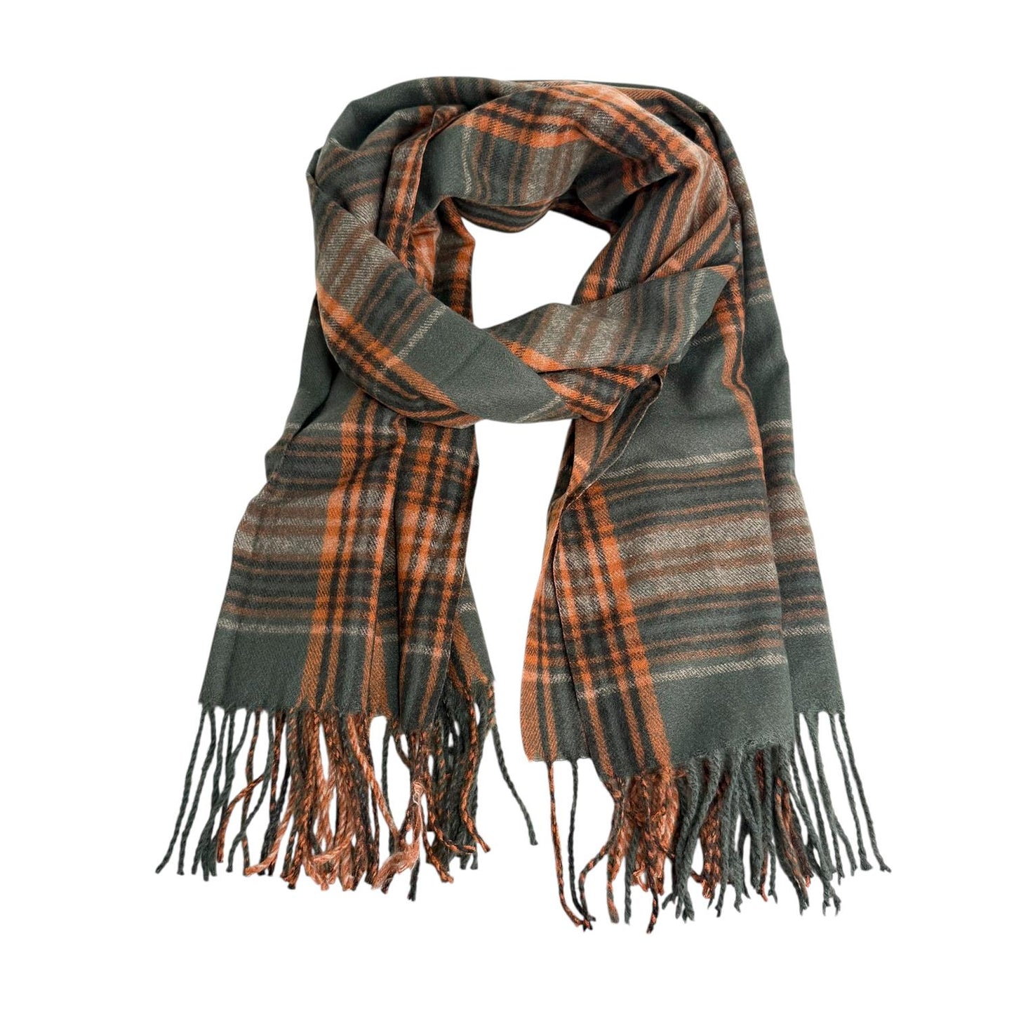 Noma Ull/Cashmere Ruteskjerf Grønn/Orange