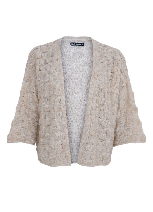 Black Colour Harris Knit Cardigan Natural