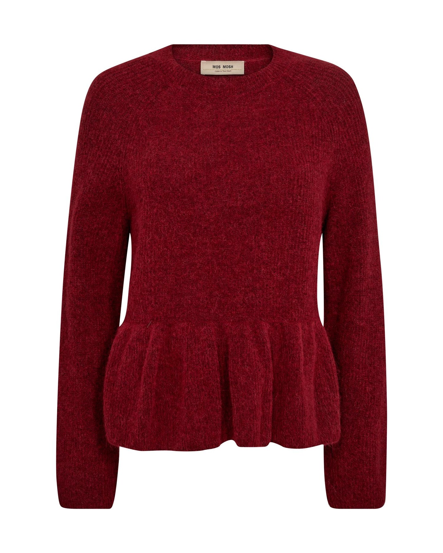 Mos Mosh Thora O-Neck Frill Knit Rhythmic Red