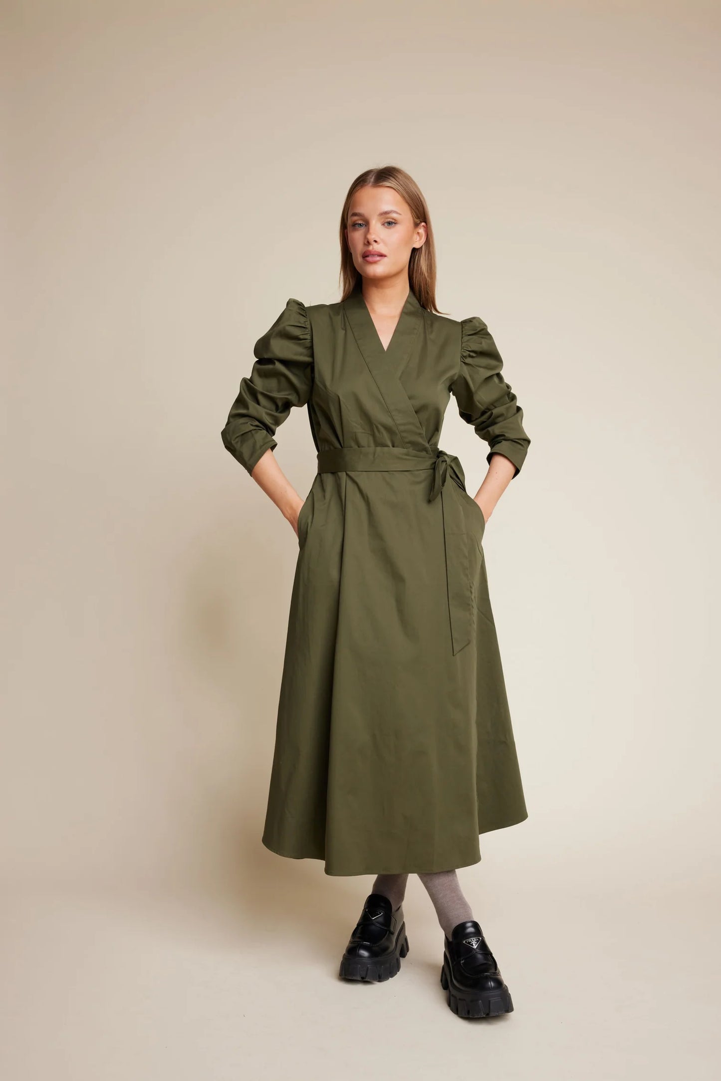 Line of Oslo Scarlett Solid Dress Army