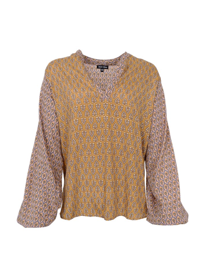 Black Colour Luna Blouse Golden Multi