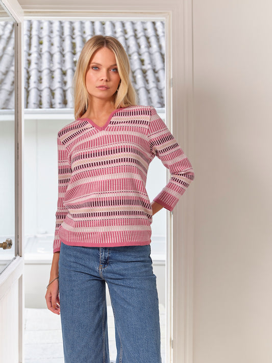 Skovhuus Genser m/ V-hals Begonia pink