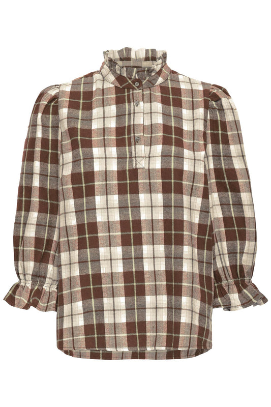 Pulz Deva Blouse Brown Check