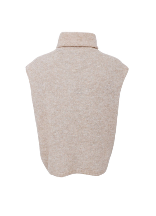 Black Colour Dell Roll Neck Knit Vest Natural