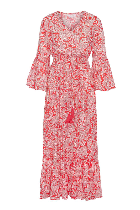 Rah Oslo Maria Long Dress Red Paisley Print