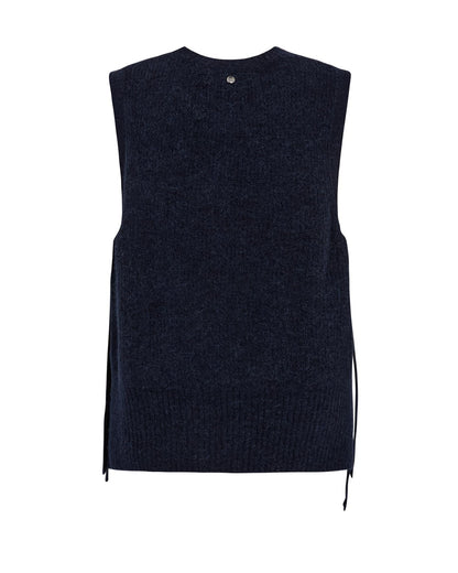 Mos Mosh Thora Tie Knit Vest Salute Navy