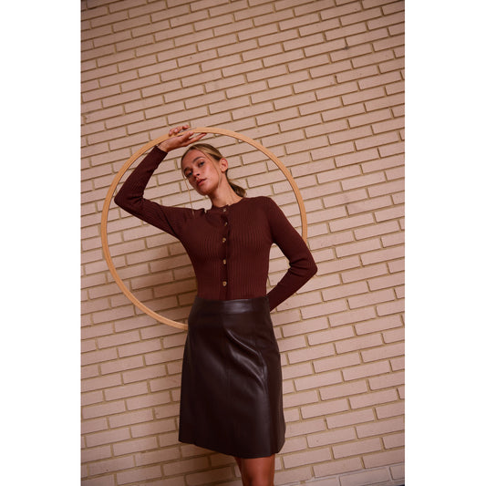 Rue de Femme Lope Knit Cardigan Potting Soil