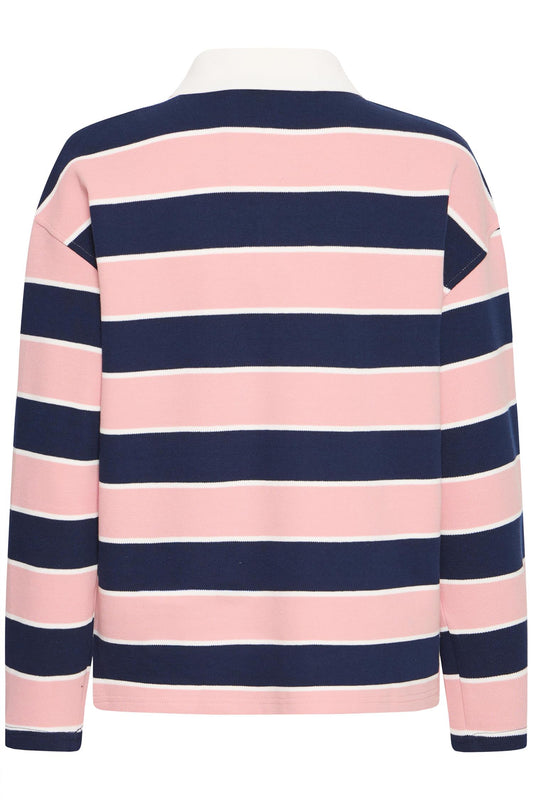 Pulz Ariel LS Tshirt Navy Rose Stripe
