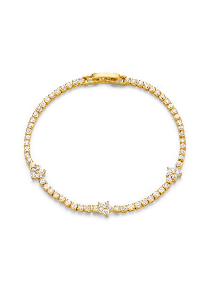 Orelia Flower Stationed Tennis Bracelet Gold