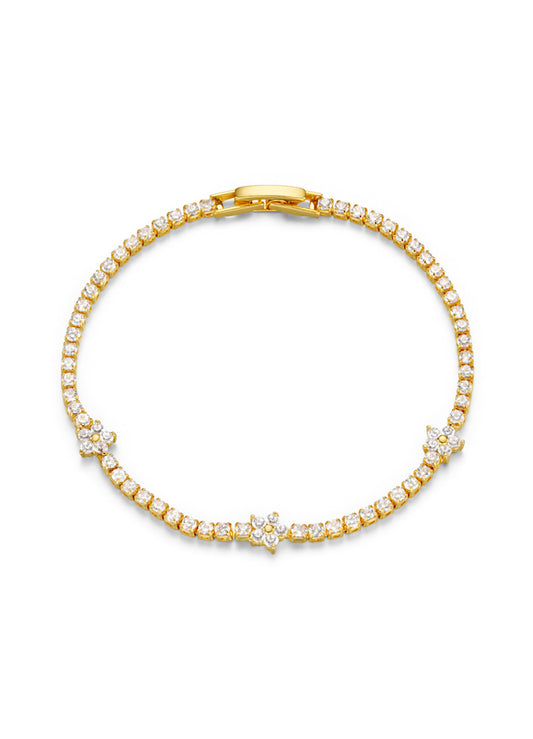 Orelia Flower Stationed Tennis Bracelet Gold