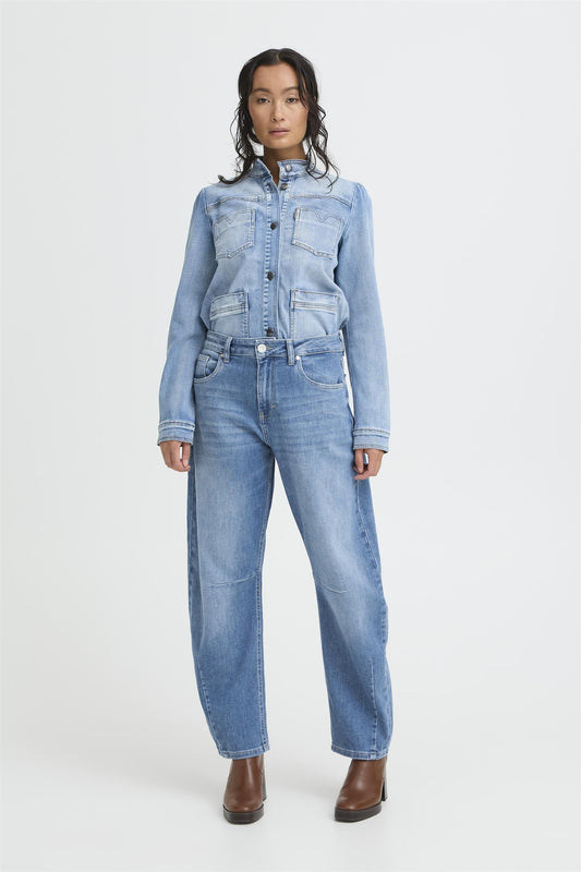 Pulz Anni HW Jeans Barrel Leg Med Blue