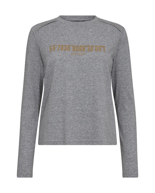 Mos Mosh Paige O-LS Tee Grey Melange