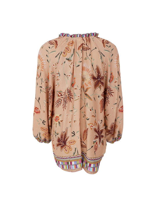 Black Colour Art Crepe Blouse Lt. Nougat