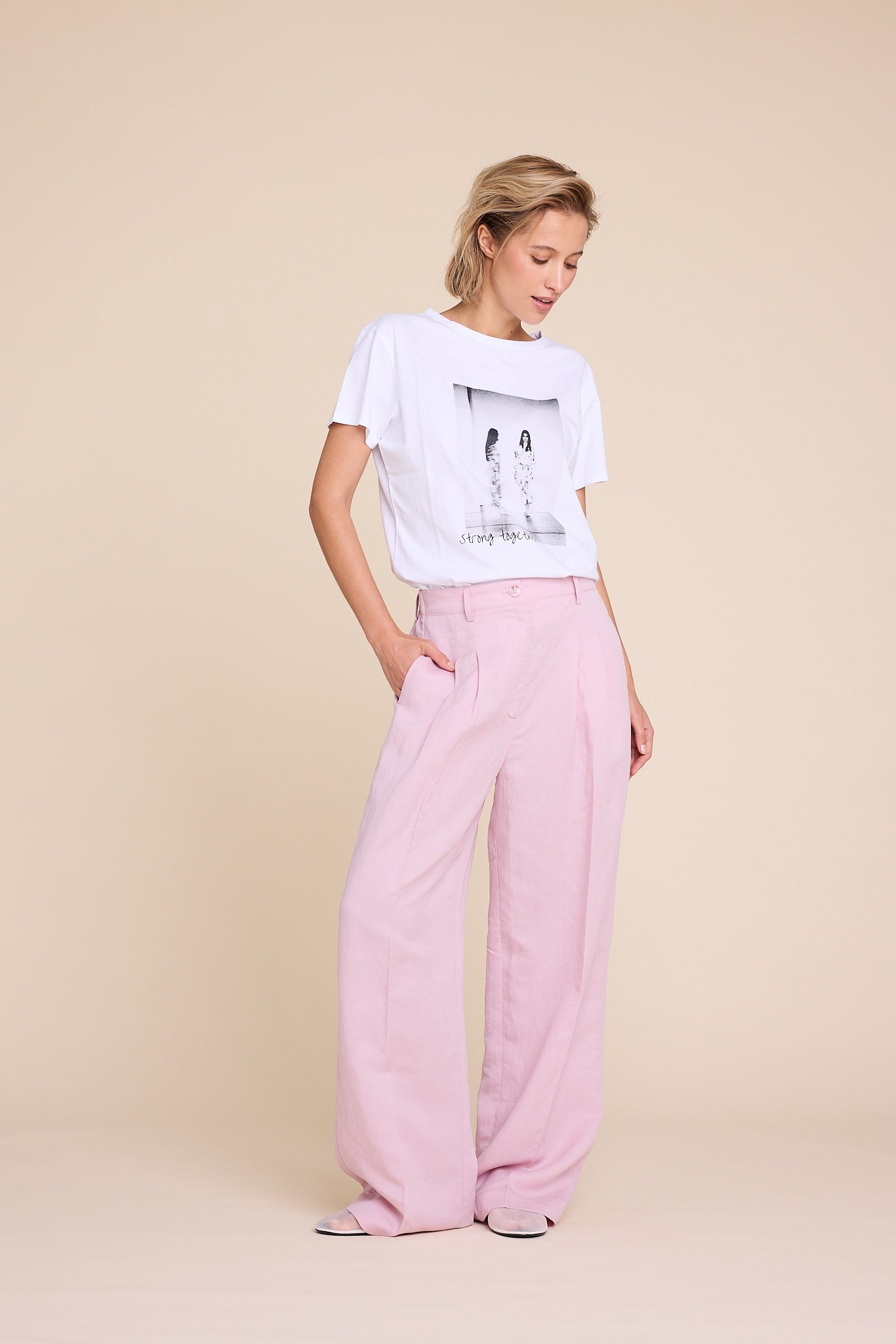 Line of Oslo Ursula Linen Trouser Pink